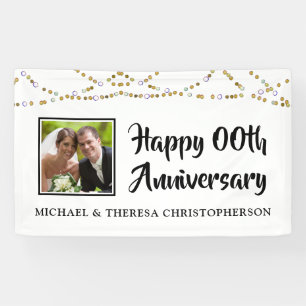 ANY YEAR Anniversary Photo String Lights Banner