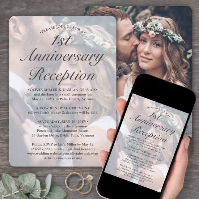 ANY YEAR Anniversary Reception 2 Photo Wedding Invitation (Creator Uploaded)
