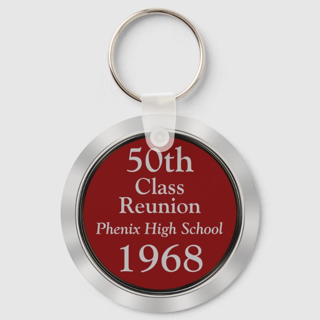 Any Year, Any Colour Class Reunion Gift Ideas Key Ring (Front)