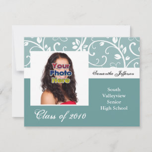 Any Year~ Aqua Vines Photo Graduation Invite