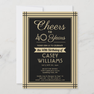 Any Year Birthday Cheers Black and Gold 4 Photo Invitation