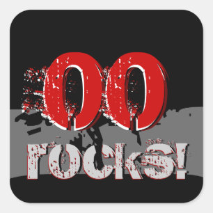 Any Year Birthday - Rocks! Grunge Red and Black Square Sticker