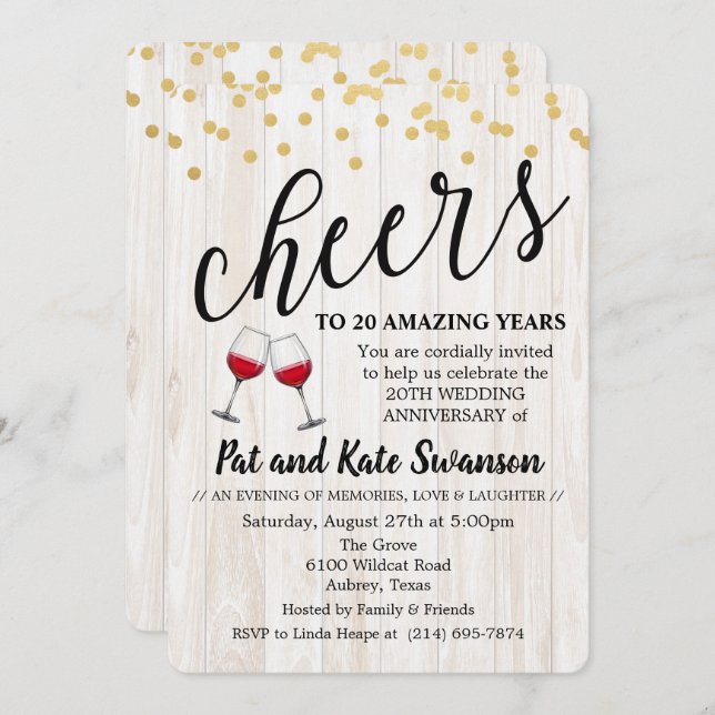 ANY YEAR - Cheers Wine Anniversary Invitation (Front/Back)