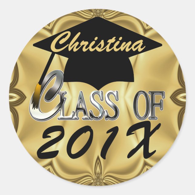Any Year Class Of... Gold Graduation Stickers (Front)