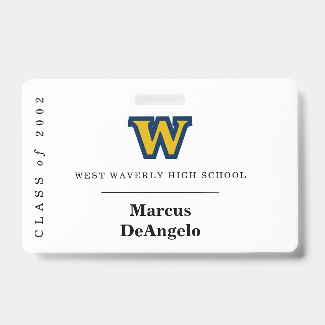 Any Year Class Reunion Name Badge / Tag with Logo  ID Badge (Front)