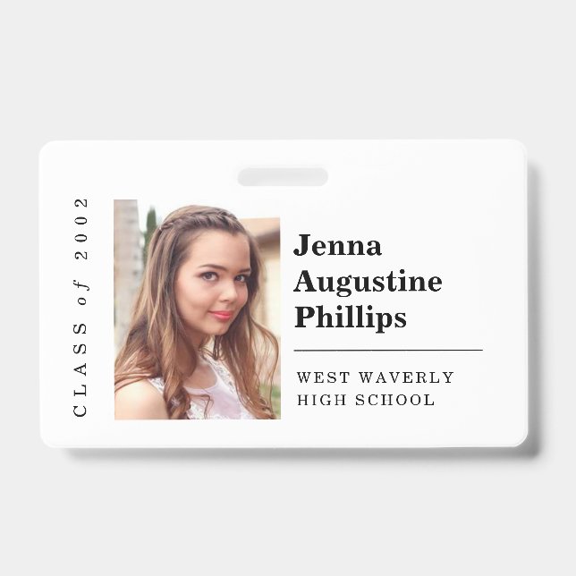 Any Year Class Reunion Name Badge / Tag with Photo ID Badge (Front)