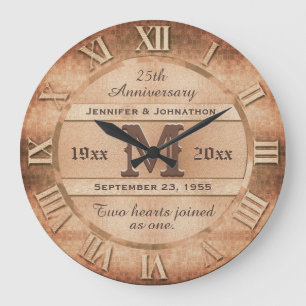 Any Year copperWedding Anniversary Large Clock
