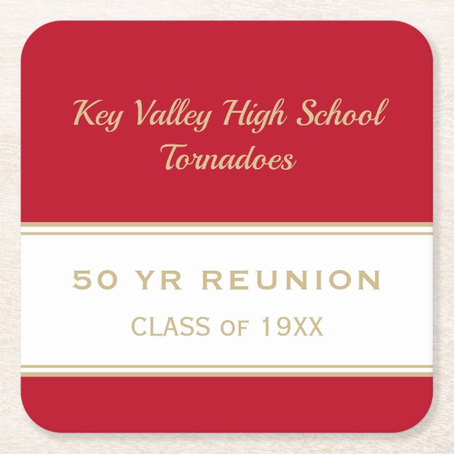 Any Year Custom Class Reunion party Paper Coaster (Front)