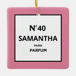 ANY YEAR Designer Perfume Bottle Birthday Ceramic Ornament