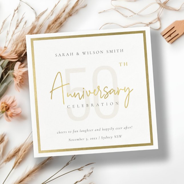 ANY YEAR ELEGANT GOLD TYPOGRAPHY ANNIVERSARY NAPKIN (Creator Uploaded)