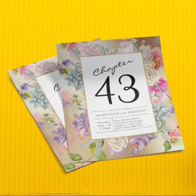 Any Year Gold Floral Birthday Invitation Flyer (Creator Uploaded)