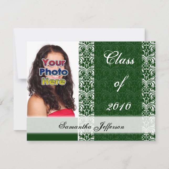 Any Year~ Green Fancy Graduation Announcement (Front)