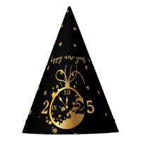 Any Year Happy New Year's Black Gold Clock 