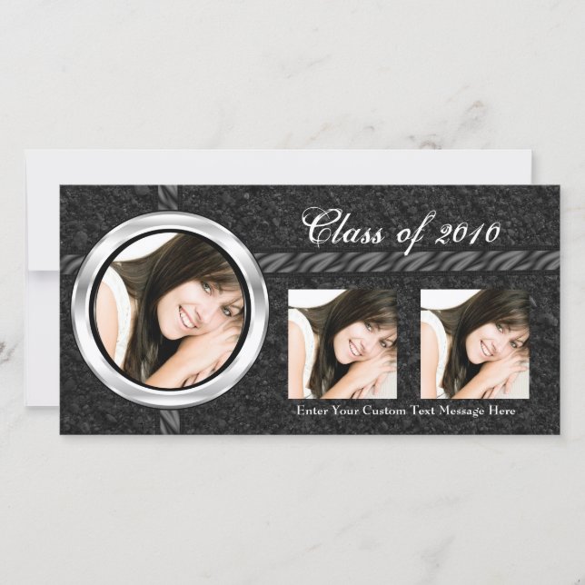 Any Year~ Hot Black Announcement Photo Card (Front)