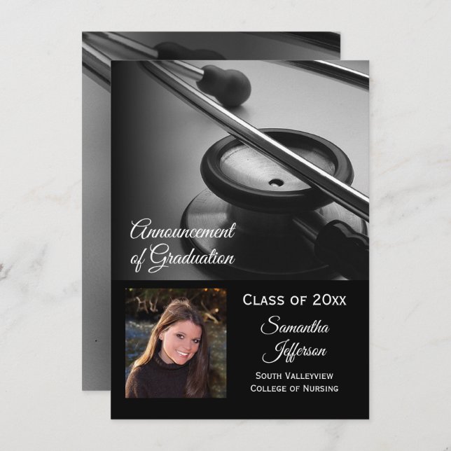 Any Year- Medical School, Nursing Photo Graduation Invitation (Front/Back)