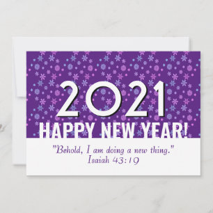 ANY YEAR Purple Snowflakes HAPPY NEW YEAR 2021 Holiday Card