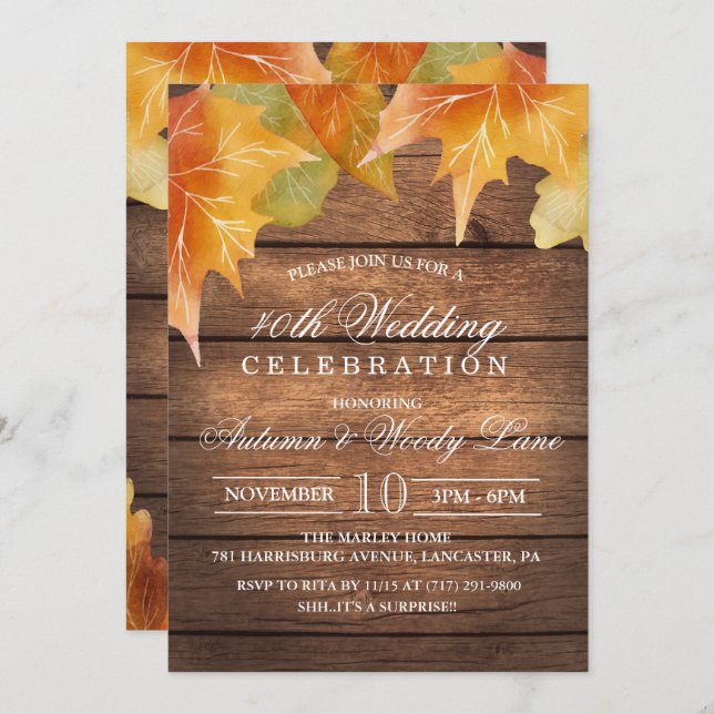 ANY YEAR - Rustic Wedding Anniversary Invitation (Front/Back)