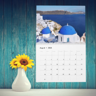 Any Year Santorini Greece Island Ocean Customise Calendar