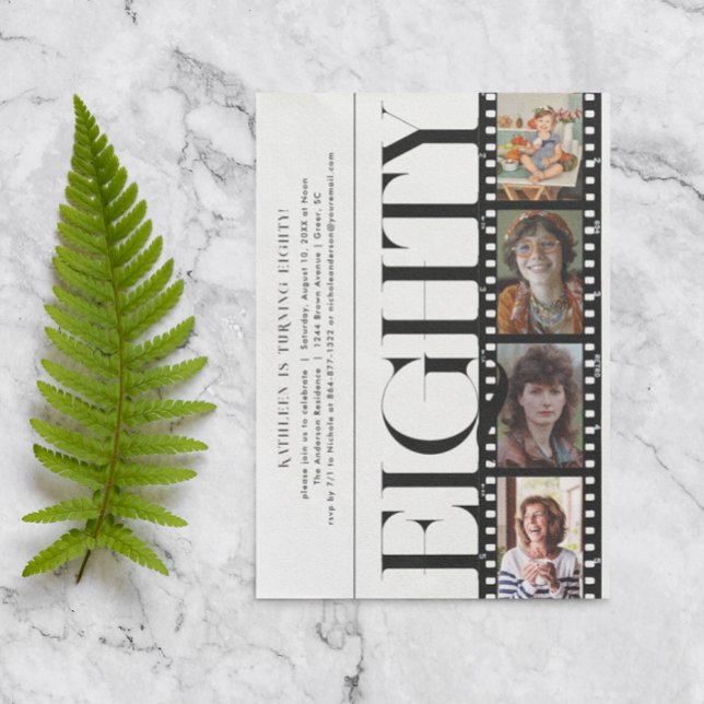 Any Year | Simple 4 Filmstrip Photo Birthday Party Invitation (Creator Uploaded)