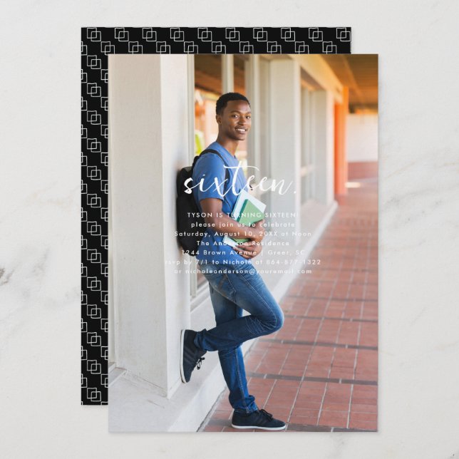 Any Year | Simple Photo Birthday Party  Invitation (Front/Back)