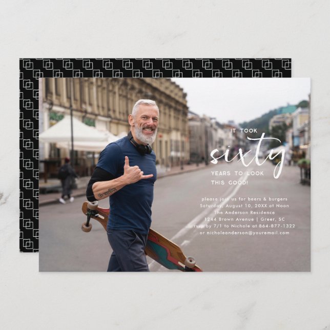 Any Year | Simple Photo Birthday Party  Invitation (Front/Back)