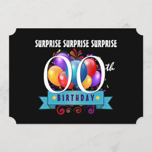 Any Year SURPRISE Birthday Party Balloons A06 Invitation