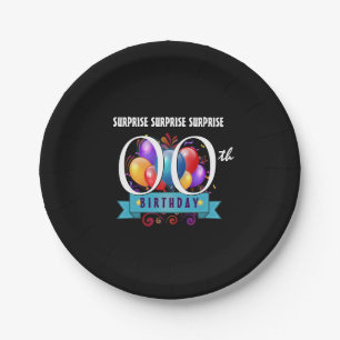 Any Year SURPRISE Birthday Party Balloons A08 Paper Plate
