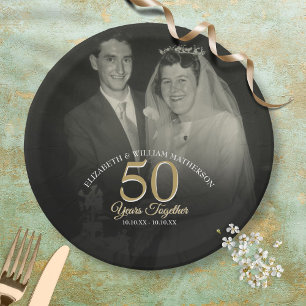 Any Year Together Wedding Anniversary Photo Paper Plate