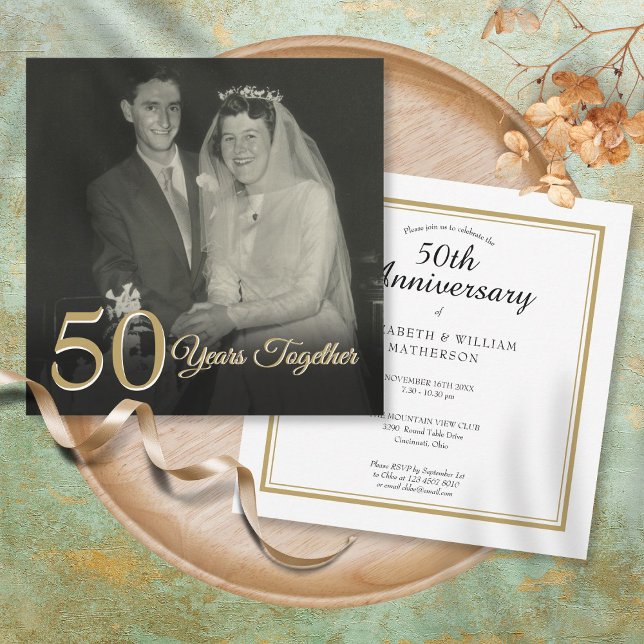 Any Year Together Wedding Anniversary Photo Square Invitation (Creator Uploaded)