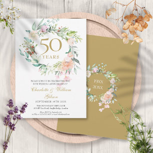 Any Year Together Wedding Anniversary Roses Floral Invitation