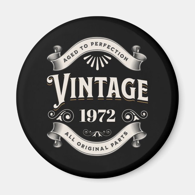 Any Year Vintage Birthday Magnet (Front)