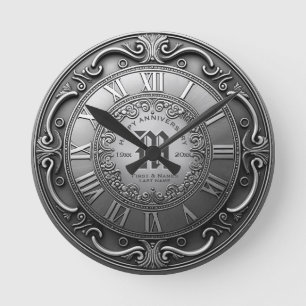 Any Year Vintage SIlver Look Round Clock
