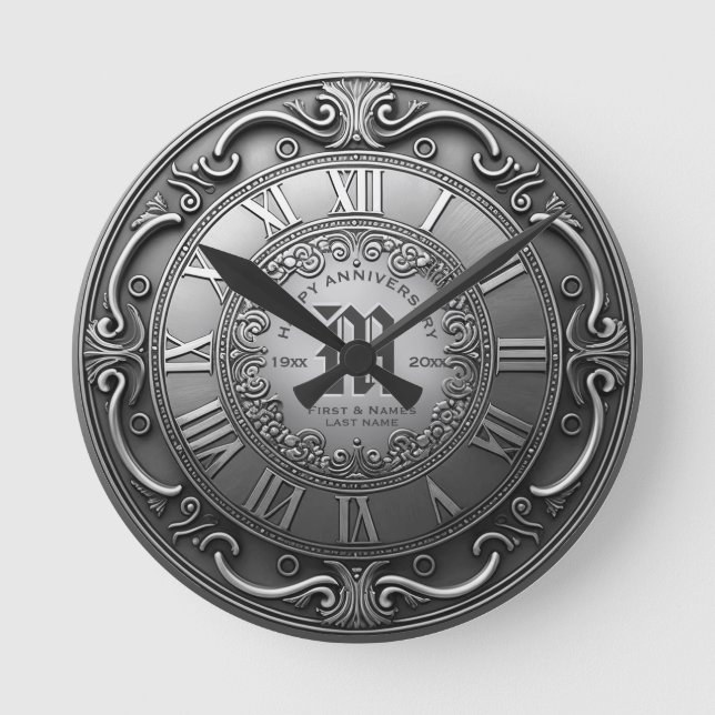 Any Year Vintage SIlver Look Round Clock (Front)