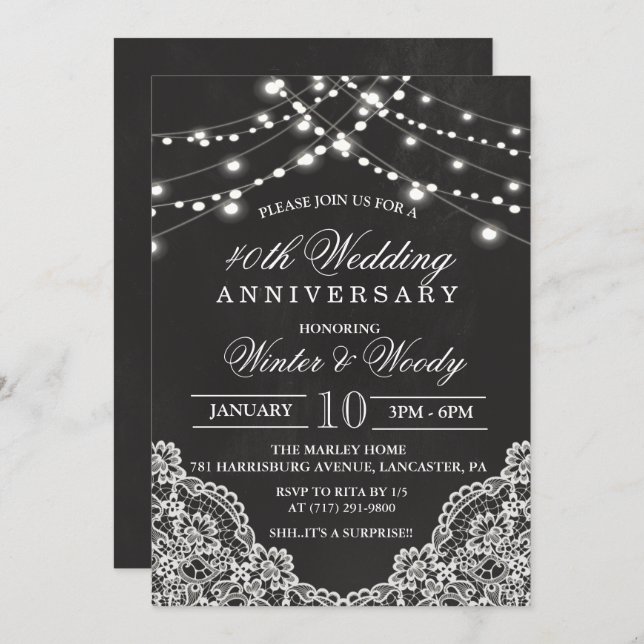 ANY YEAR - Wedding Anniversary Chalk Invitation (Front/Back)