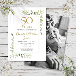 Any Year Wedding Anniversary Greenery Photo Invitation