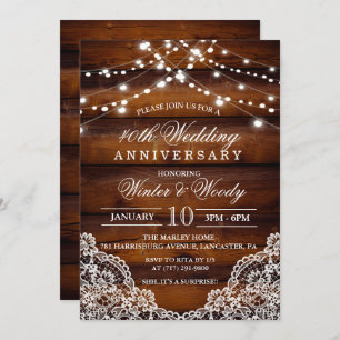 ANY YEAR - Wedding Anniversary Wood Invitation