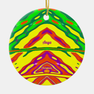 ANYA ~ 3D CHRISTMAS Red Green Yellow 2024 Ceramic Ornament