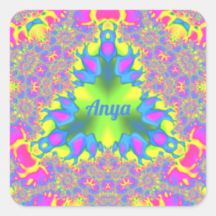 ANYA ~ Shades Yellow, Green, Pink, Blue Square Sticker