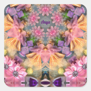 ANYA ~ Shades Yellow, Purple, Pink, Blue Square Sticker