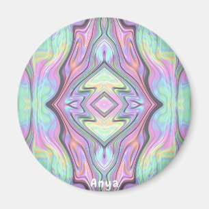 ANYA ~ Yellow Green and Pink Pearly Design Magnet