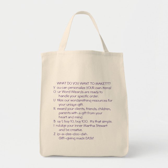 ANYONE, ANYTHING ANY AMOUNT!!! TOTE BAG (Front)