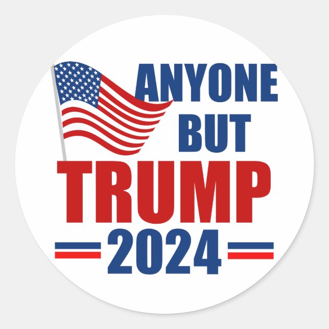Anyone But Trump Funny 2024 Election Classic Round Sticker (Front)