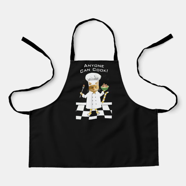 Anyone Can Cook! Kids' Black Kitty Apron (Front)