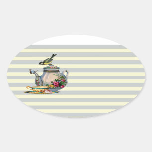 Anyone for tea? oval sticker
