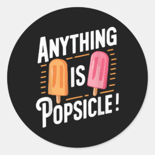 Anything Is Popsicle Cool Summer Ice Cream Pattern Classic Round Sticker
