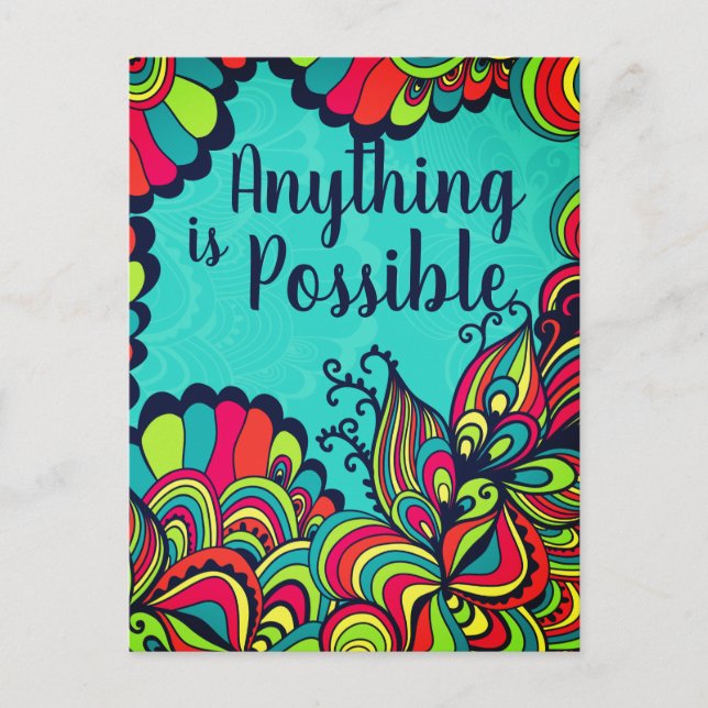 Anything is Possible Colourful Inspirational Quote Postcard (Front)