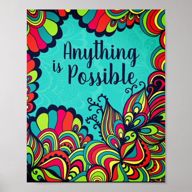 Anything is Possible Colourful Inspirational Quote Poster (Front)
