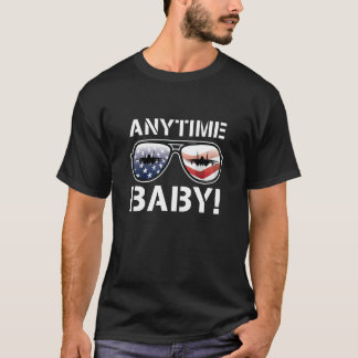 Anytime Baby F-14 Tomcat Jet USA Flag Sunglasses D T-Shirt
