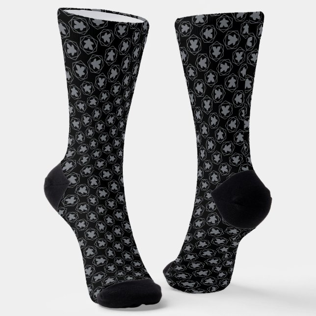 Anytime Meeple Grey Art Crew Socks (Angled)