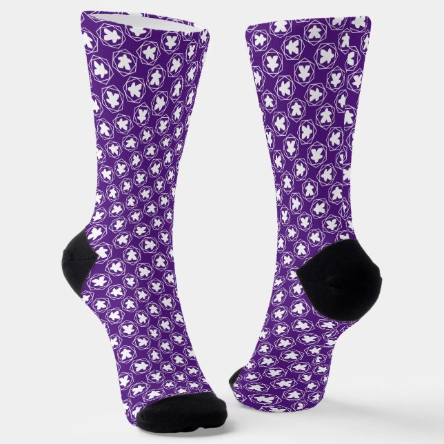 Anytime Meeple White Art Crew Socks (Angled)